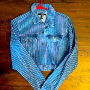 Forever 21 Striped Cropped Jean Jacket and Skirt set!